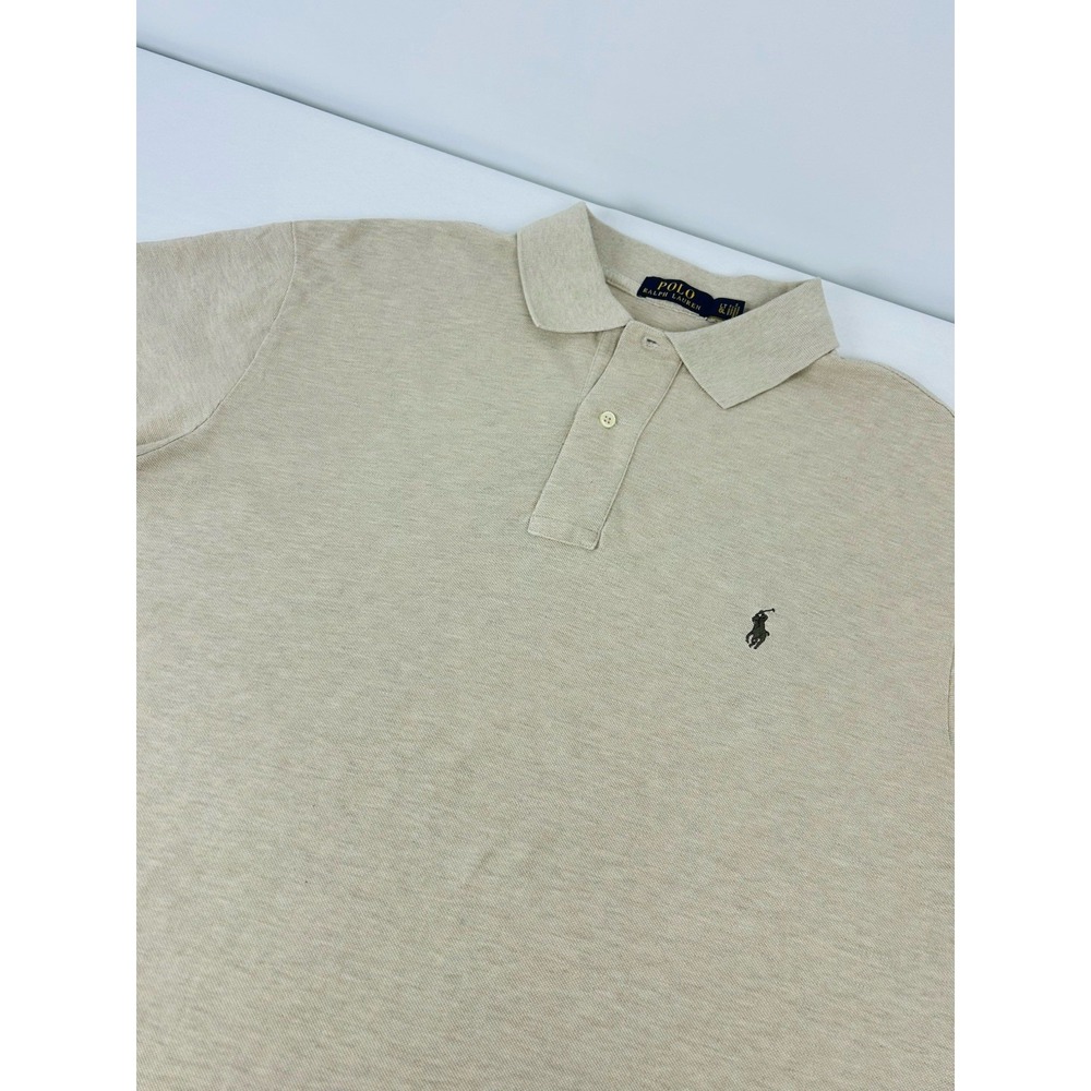 Polo Ralph Lauren Shirt Mens Large Tall LT Brown Pony Logo Jersey Cotton Polo